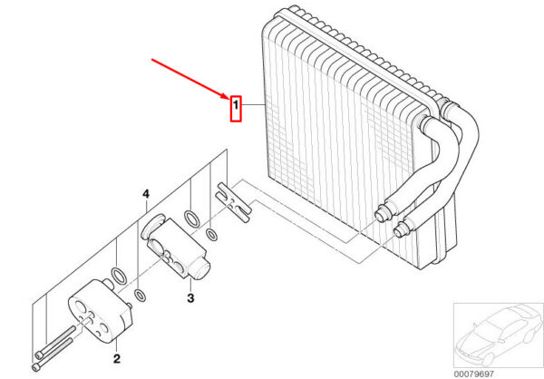 64111499134 - MINI CONVERTIBLE R52 A/C EVAPORATOR CORE 1499134 64111499134 NEW GENUINE