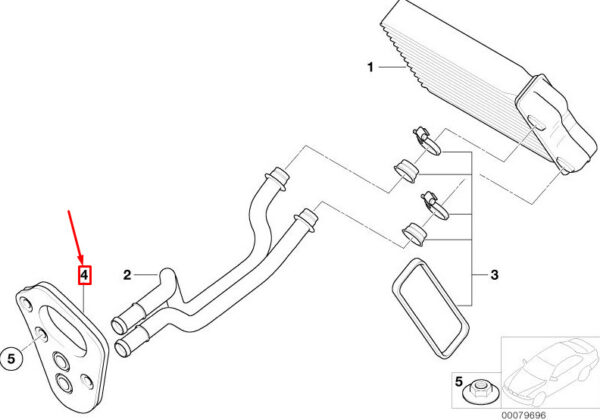 64116918882 - NEW MINI CONVERTIBLE R52 HVAC HEATING WATER PIPE DEVELOPMENT 64116918882 ORIGINAL