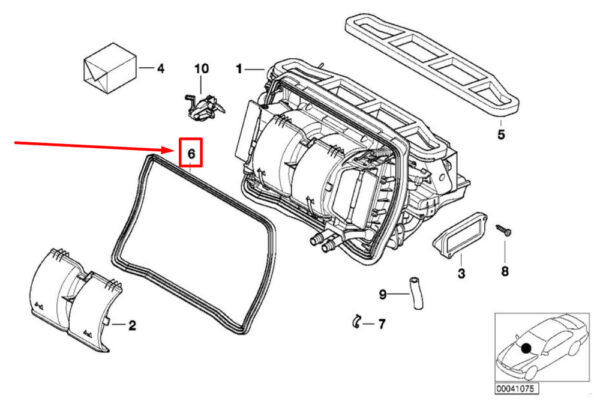 64118372795 - BMW 3 E46 A/C Evaporator Core Case Seal 64118372795 8372795 NEW GENUINE