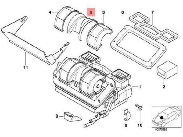 64118400704 - OEM BMW Z3 COUPE ROADSTER HEATER BLOWER COVER 64118400704 GENUINE NEW