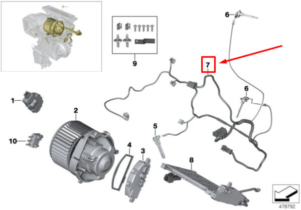 64119304024 - MINI CONVERTIBLE F57 Heating/Air Conditioning Wiring Harness 9304024 64119304024 NEW GENUINE