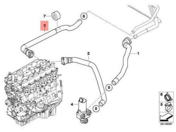 64216928595 - OEM BMW E90 E91 E92 E93 RADIATOR ENGINE RETURN HOSE LINE M 64216928595 NEW