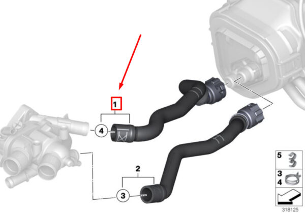 64217606001 - NEW OEM MINI CABRIO R57 INTEL HEATER RADIATOR HOSE 64217606001 7606001 GENUINE