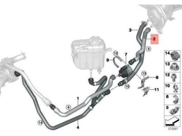 64219307241 - OEM BMW F80 F80N F82 ENGINE INLET HEATER RADIATOR F HOSE M 64219307241 NEW