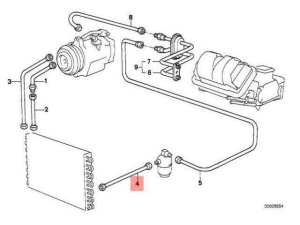 64531368245 - OEM BMW E23 SEDAN AC CONDENSER DRYER COOLANT PRESSURE HOSE 64531368245 GENUINE