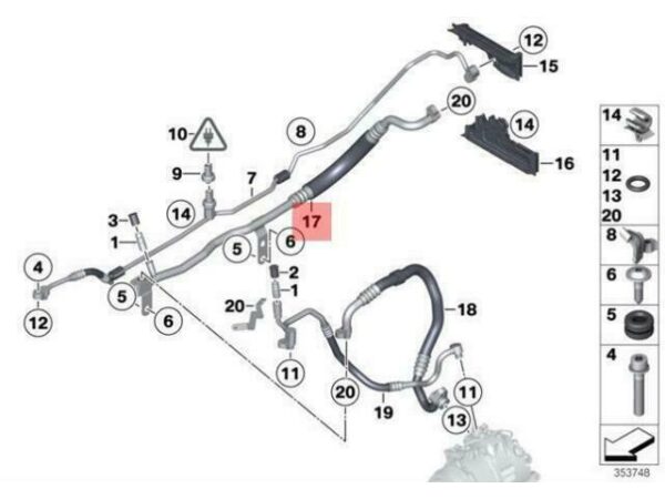 64539218927 - OEM BMW F06 F06N F10 F12 F12N COOLANT LINE SUCTION PIPE M 64539218927 NEW