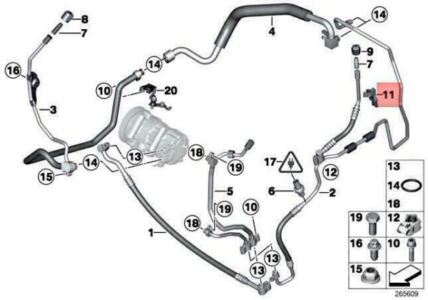 64539233394 - OEM BMW R55N R56N COOLANT LINE FILLER CONNECTION BRACKET M 64539233394 NEW