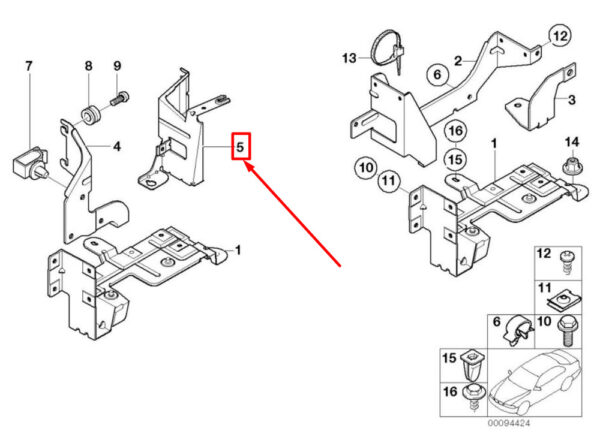 65128361456 - BMW 5 E39 REAR CD Changer Bracket 65128361456 8361456 NEW GENUINE