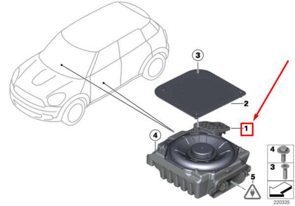 65139239778 - NEW MINI R60 RIGHT DASHBOARD CENTRAL BASS SPEAKER 9239778 65139239778 ORIGINAL
