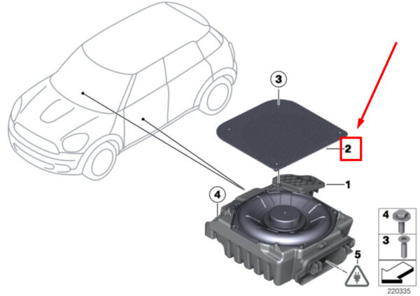 65139800513 - NEW MINI-LANDSMANN R60 CENTRAL BASS SPEAKER COVER 65139800513 9800513 ORIGINAL