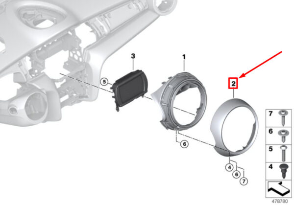 65509354399 - OEM MINI COOPER F55 CENTRAL INFORMATION DISPLAY RING LED 65509354399 GENUINE
