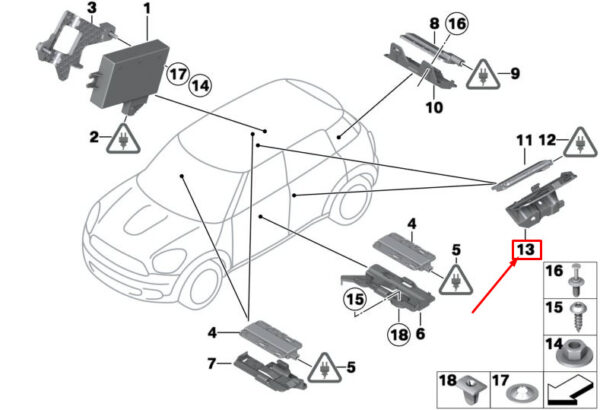 66102751630 - MINI CLUBMAN R55 Side Panel Antenna Bracket 66102751630 2751630 NEW GENUINE