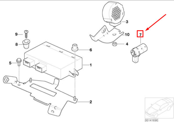 66206917545 - MINI COOPER R50, R53 PDC Sensor Chili Red 66206917545 6917545 NEW REAL