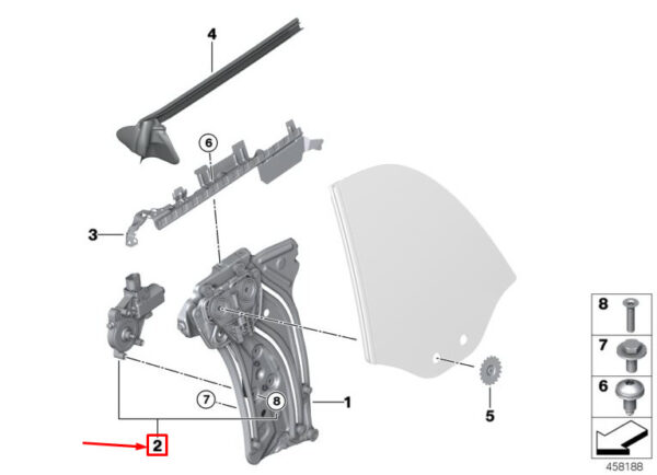 67627425012 - MINI CONVERTIBLE F57 REAR RIGHT DOOR WINDOW MOTOR 67627425012 GENUINE