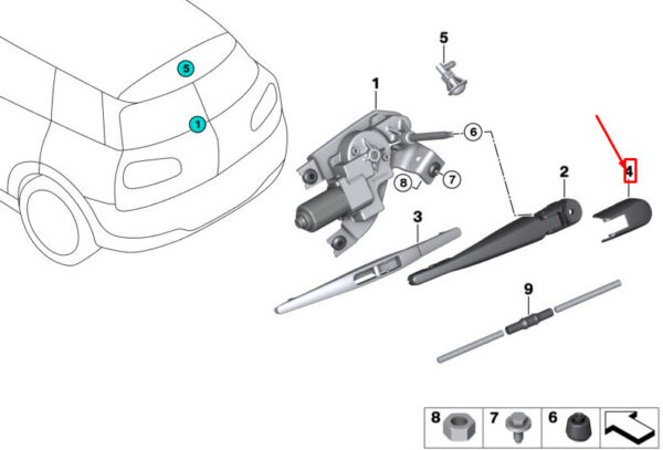 67637368092 - MINI CLUBMAN F54 REAR WIPER ARM COVER 67637368092 7368092 NEW GENUINE