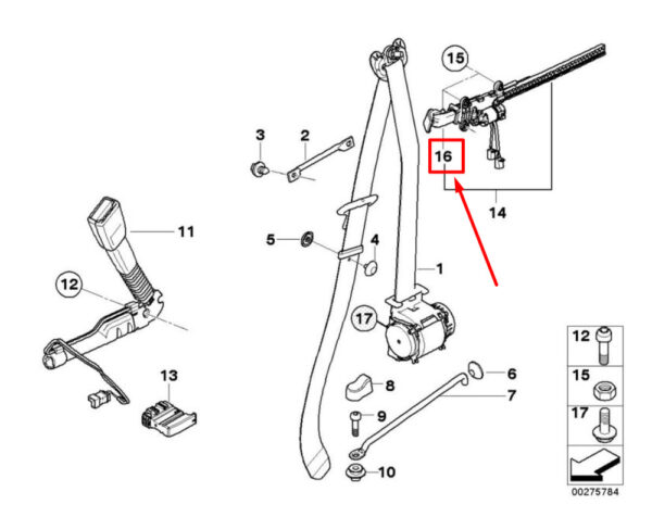 72117334637 - NEW BMW 3 Series e92 front left strap extender hand 721137334637 7334637 original
