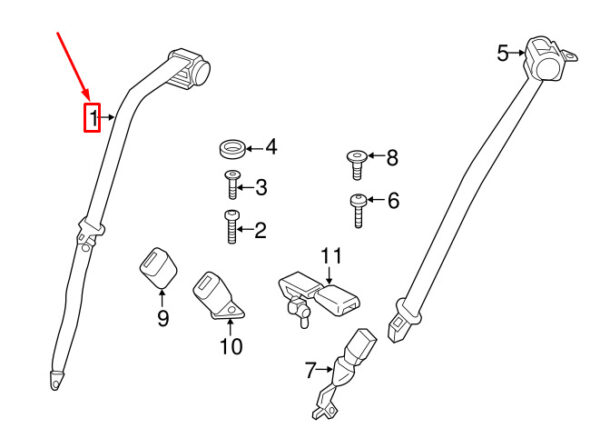 72119803207 - MINI COUNTRYMAN R60 REAR OUTER SEAT BELT 72119803207 NEW GENUINE