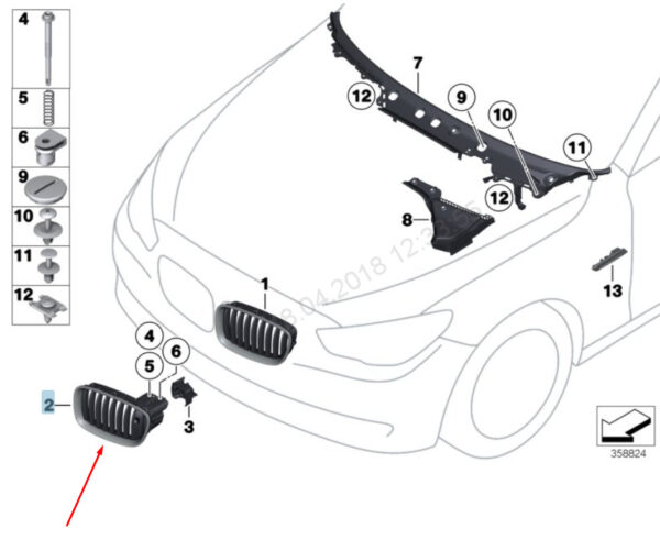 7336483 - NEW BMW 5 GT F07 RADIATOR LEFT GRILLE NIVI 51137336483 7336483 2015 OEM