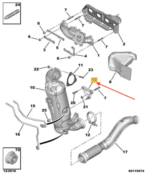 9817058480 - PEUGEOT 5008 Exhaust Pipe Bracket 9817058480 New Genuine