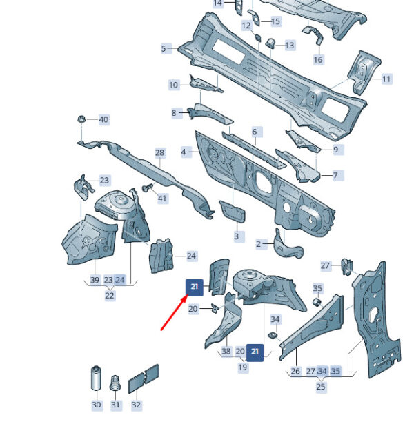 2Q0805077 - ŠKODA KAMIQ NW4 wheelhouse reinforcement front left 2Q0805077 new original