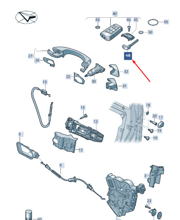 3G0937048AIS - NEW ŠKODA SUPERB MK3 EMERGENCY KEY 3G0937048AIS ORIGINAL