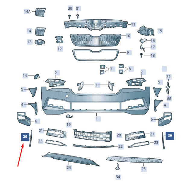 3V0807834A2ZZ - NEW ŠKODA SUPERB MK3 FRONT BUMPER CORRECT INSERT 3V0807834A2ZZ ORIGINAL