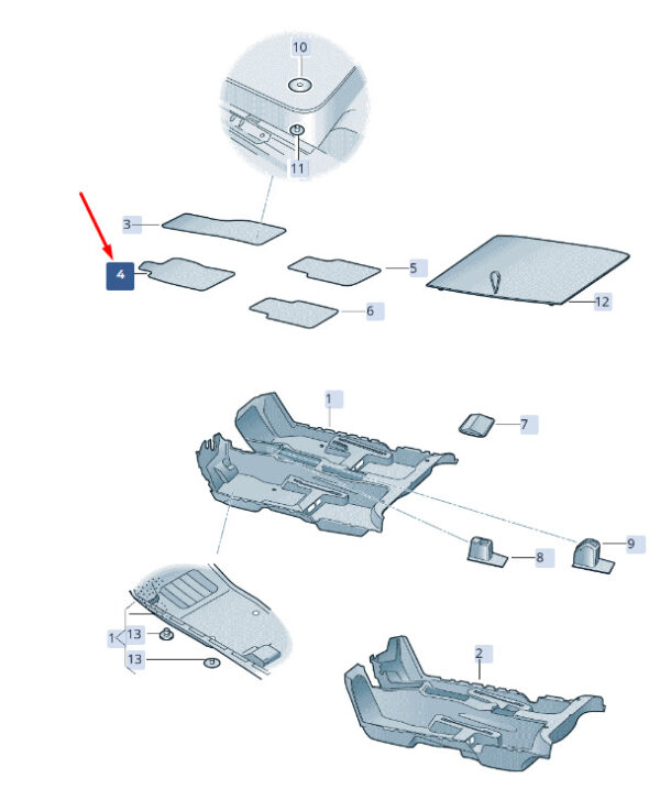 3V1864435JHS - NEW ŠKODA SUPERB MK3 FRONT LEFT FLOOR MAT 3V1864435JHS ORIGINAL