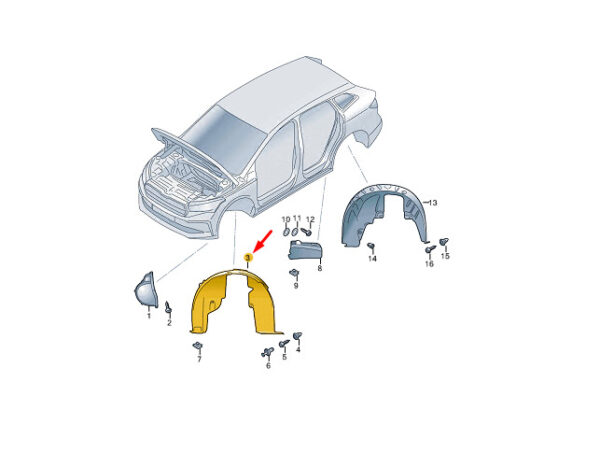 5LA809957 - ŠKODA ENYAQ IV wheelhouse shell front left 5LA809957 new original