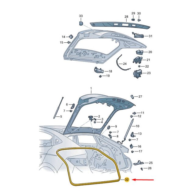 5LE827705E - ŠKODA ENYAQ IV tailgate seal 5le827705e, original