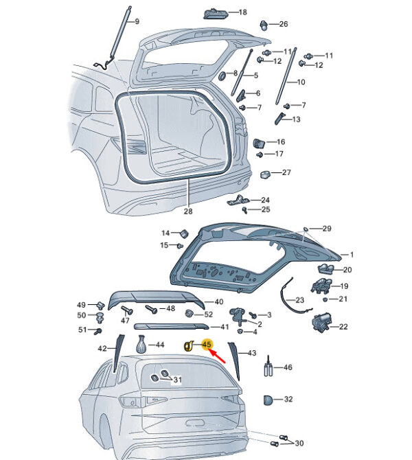 5LG898063A - New SKODA ENYAQ iV Rear Lid Foam Strip Set 5LG898063A Genuine