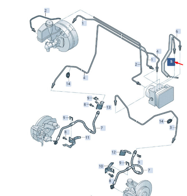 5Q2614725S - NEW ŠKODA SUPERB MK3 LEFT BRAKE PIPE RHD 5Q2614725S ORIGINAL