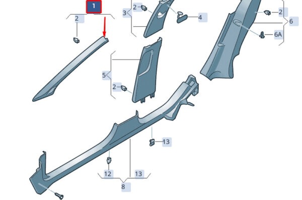 6F0867233D82V - New SEAT IBIZA V KJ1 A-Pillar Trim Panel Front Upper Left 6F0867233D82V Genuine