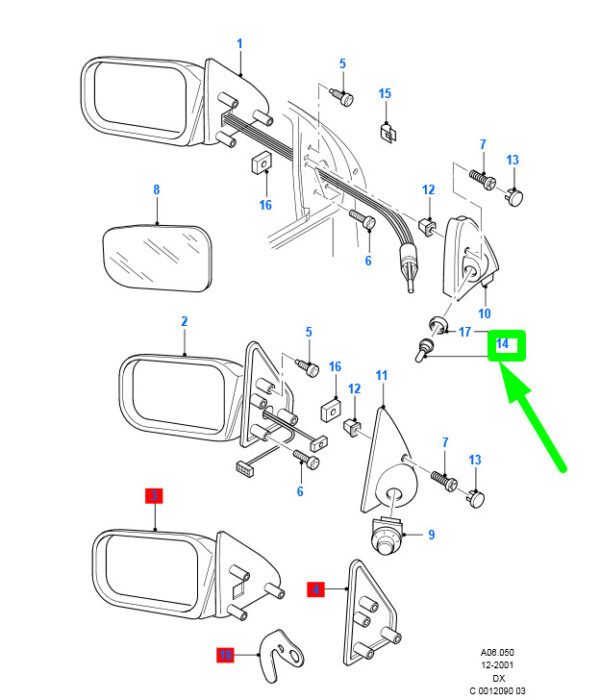 1018617 - NEW FORD FIESTA BE91 MK4 FRONT DOOR MIRROR ADJUSTMENT BUTTON 1018617 ORIGINAL