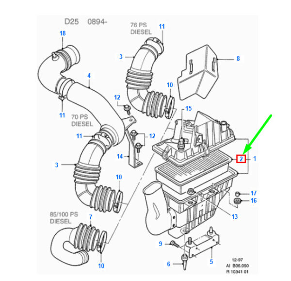 1023134 - NEW FORD TRANSIT MK2 AIR CLEANER ELEMENT ASSY 1023134 97VB-9601-AA ORIGINAL
