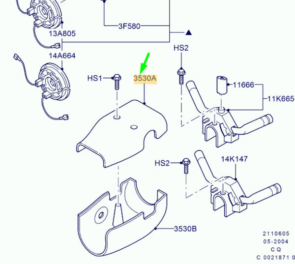 1067697 - NEW FORD KA MK2 STEERING COLUMN UPPER TRIM XS51-3530-AAMJDY 1067697 ORIGINAL