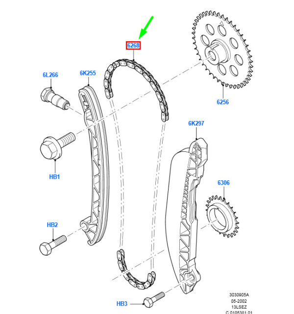 1089822 - NEW FORD KA MK1 ENGINE TIMING CHAIN XS6E-6268-AA 1089822 ORIGINAL