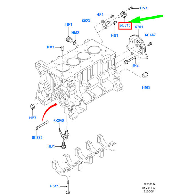 1143723 - NEW FORD TRANSIT MK3 CRANKSHAFT POSITION SENSOR 1143723 2S7Q-6C315-AC ORIGINAL