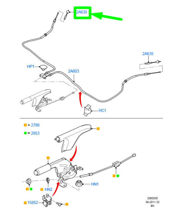 1335046 - NEW FORD FIESTA BE256 MK5 REAR PARKING BRAKE CABLE 98AG-2A635-AG 1335046