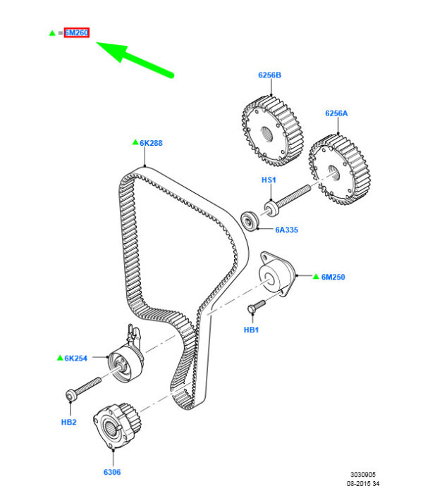 1372015 - NEW FORD FOCUS MK2 TIMING BELT KIT 6M5G-6M260-AA 1372015 ORIGINAL