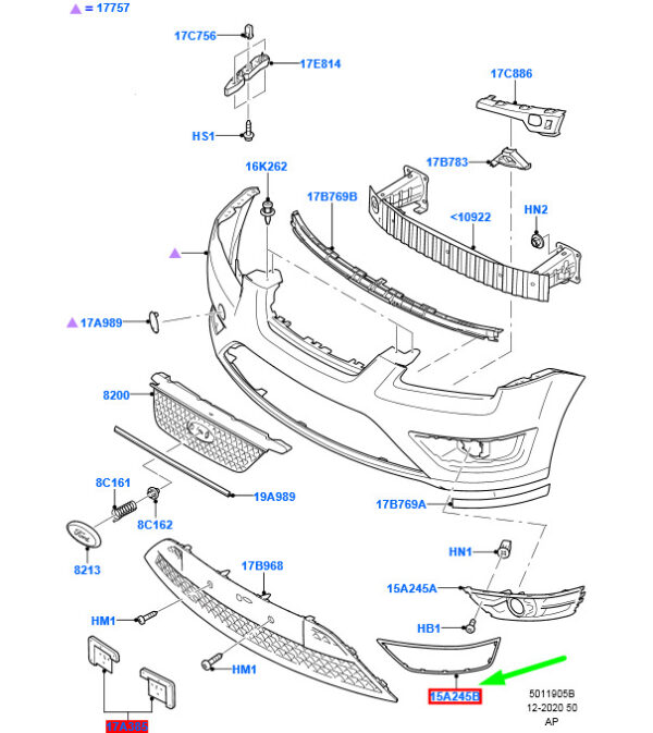 1383371 - NEW FORD FOCUS C-MAX FRONT RIGHT FOG LAMP GRILLE TRIM BEZEL 1383371 ORIGINAL