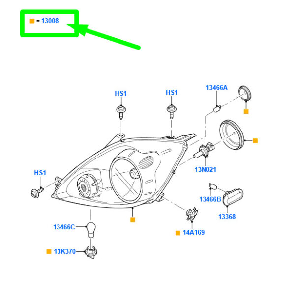 1415694 - NEW FORD FIESTA MK5 FRONT RIGHT HEADLIGHT LHD 1415694 6S61-13W029-CD ORIGINAL