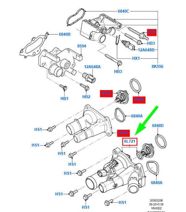1473090 - NEW FORD C-MAX MK1 ENGINE COOLANT THERMOSTAT 1473090 7S7G-6L721-AB ORIGINAL
