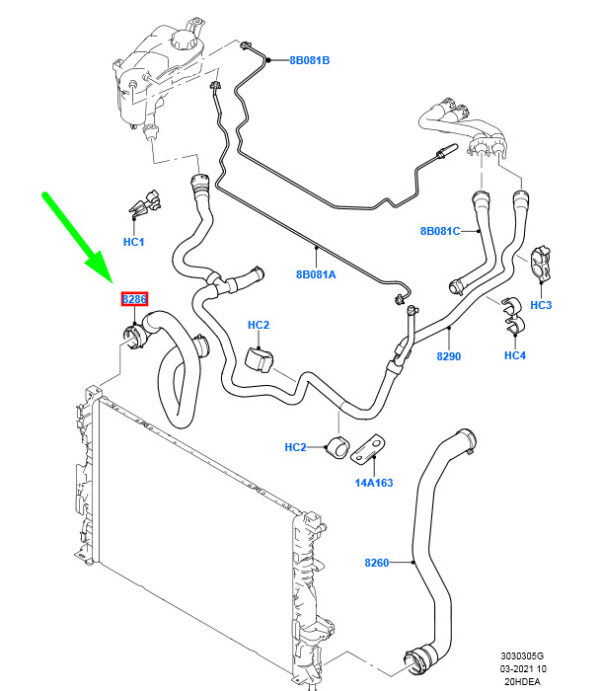 1477970 - NEW FORD MONDEO MK4 UPPER RADIATOR HOSE 1477970 6G91-8286-FB ORIGINAL