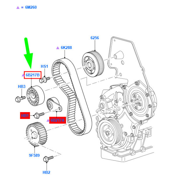 1479084 - NEW FORD FOCUS MK2 TIMING CAM BELT TENSION PULLEY 2T1Q-6K254-AB 1479084 ORIGINAL