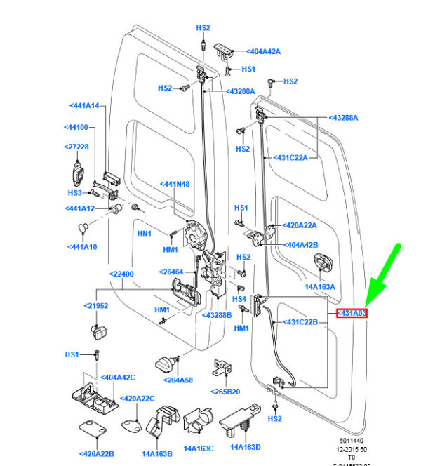 1494102 - NEW FORD TRANSIT MK3 REAR BACK DOOR HANDLE LATCH 1494102 YC15-V431A03-AM