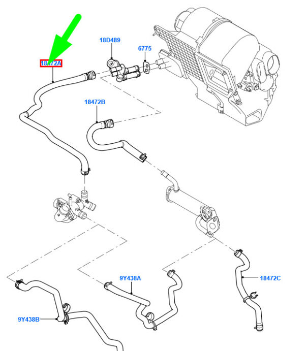 1494879 - FORD TRANSIT MK3 HEATER WATER OUTLET HOSE 1494879 NEW GENUINE