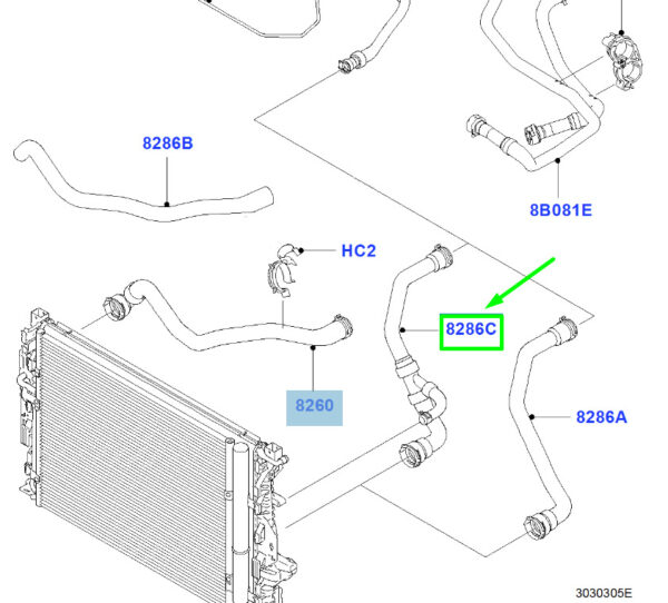 1496510 - NEW FORD MONDEO MK RADIATOR HOSE 1496510 6G91-8286-KB ORIGINAL