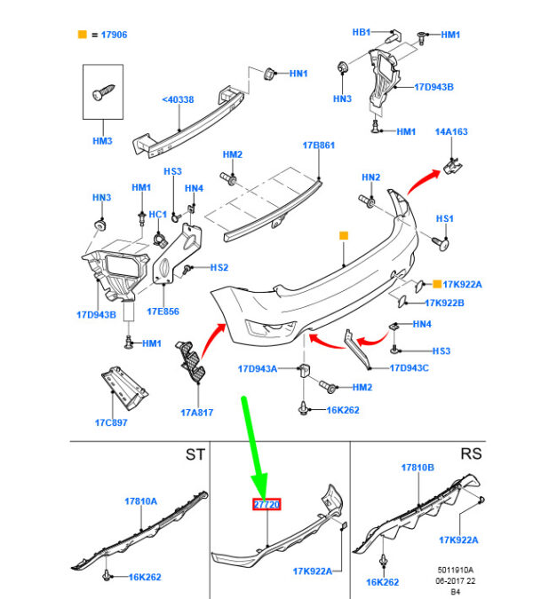 1517906 - NEW FORD FOCUS MK2 REAR LOWER BUMPER SKIRT KIT 1517906 ORIGINAL