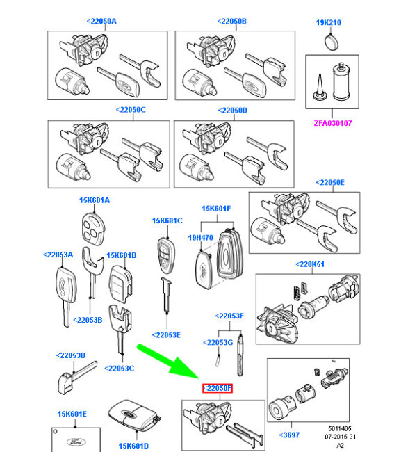 1529908 - NEW FORD MONDEO MK4 COMPLETE VEHICLE LOCKSET 7S7A-A22050-BC 1529908 ORIGINAL