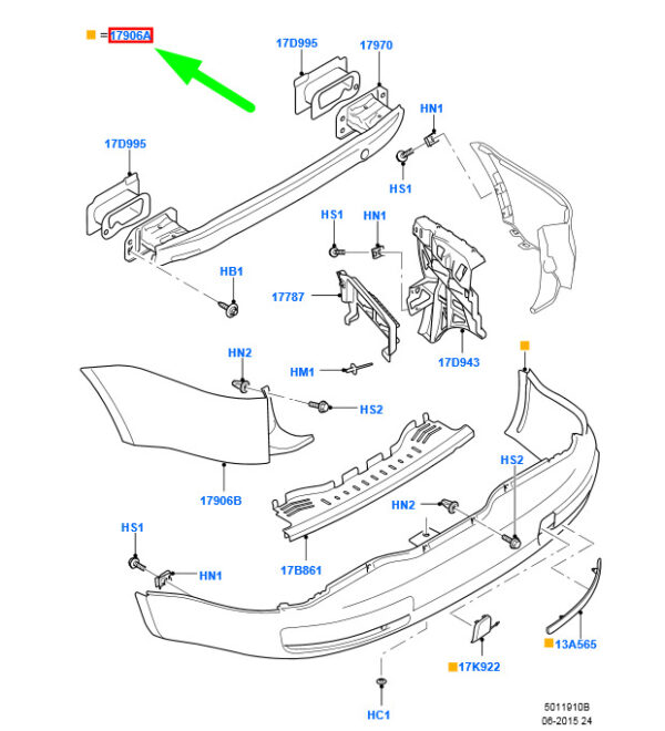 1546301 - NEW FORD GALAXY MK2 REAR BUMPER ASSY 1546301 6M21-17866-EA ORIGINAL